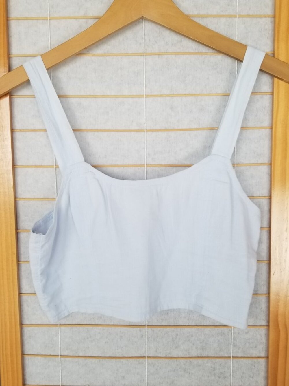 Aerie Light Blue Crop Top Size Small 100% Cotton Smocked